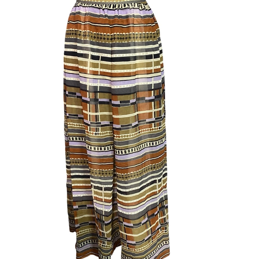 Vintage 1970s Striped Multicolor Pattern Maxi Skirt